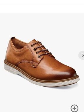 Florsheim Cognac Leather Lace-Up Dress Shoe with White Sole